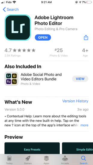 Lightroom-App im App Store