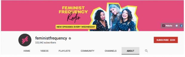 Feministische Frequenz YouTube-Banner