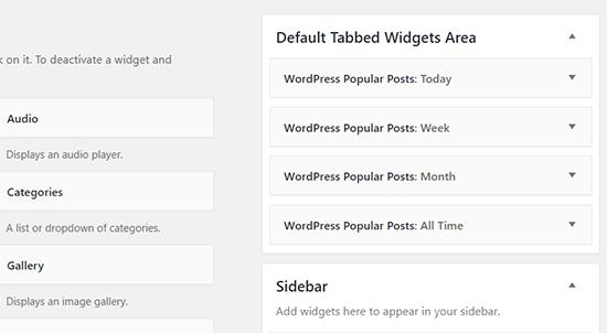 Tabbed Widget-Bereich mit allen gängigen Beitrags-Widgets