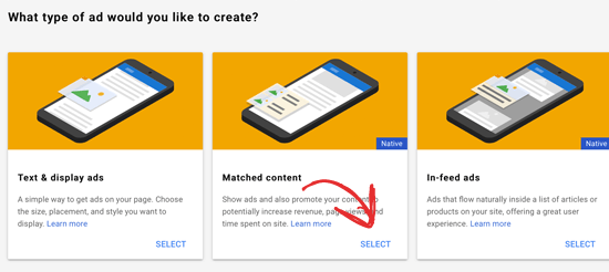 Wählen Sie Inhaltsübereinstimmungen von Google aus