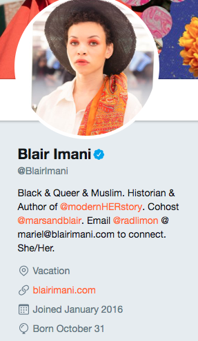 Twitter-Biografie für Blair Imani
