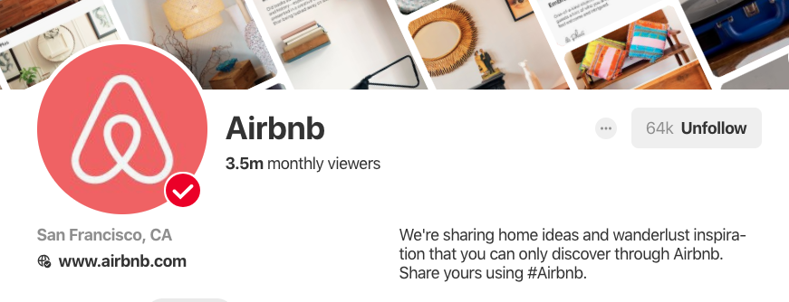 Pinterest-Bio für Airbnb