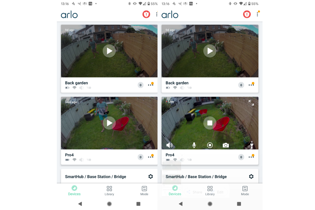 Arlo Pro 4 Live-Ansicht