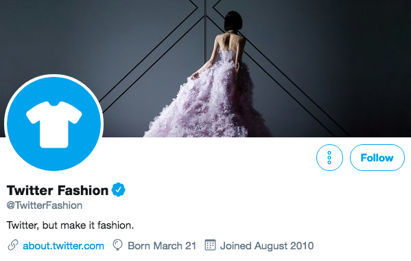 Twitter-Bio für Twitter Fashion
