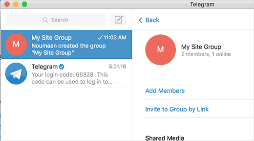 Hinzufügen neuer Mitglieder zur Telegram-Gruppe