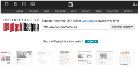 Wayback-Maschinen-Homepage