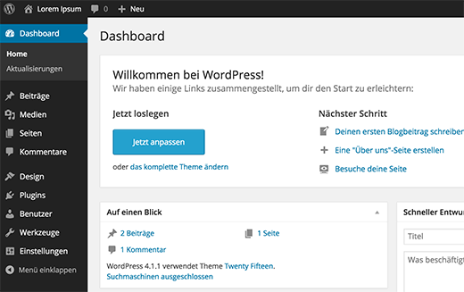 WordPress auf Deutsch