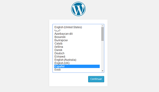 WordPress ermöglicht Ihnen die Auswahl der Sprache während der Installation