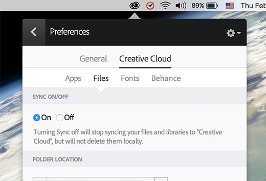 Aktivieren Sie die Dateisynchronisierung in der Adobe Creative Cloud-App