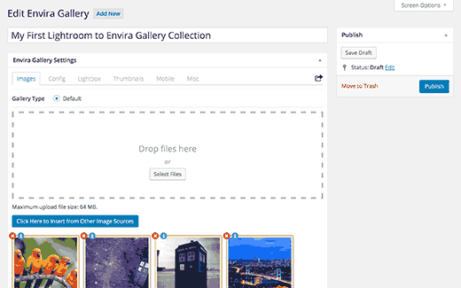 Veröffentlichen Sie die Envira-Galerie, um sie zu Beiträgen oder Seiten hinzuzufügen