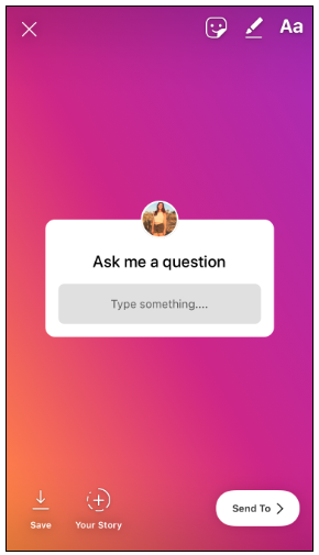 Screenshot des Instagram-Fragen-Aufklebers