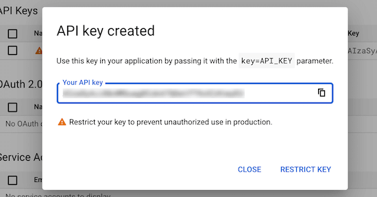 API-Schlüssel kopieren