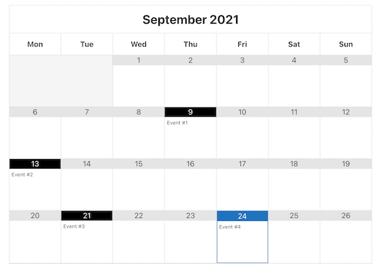 Beispiel für Google Kalender-Ereignisse
