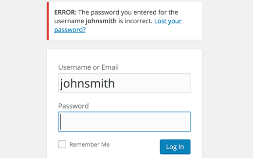 Falsches Passwort