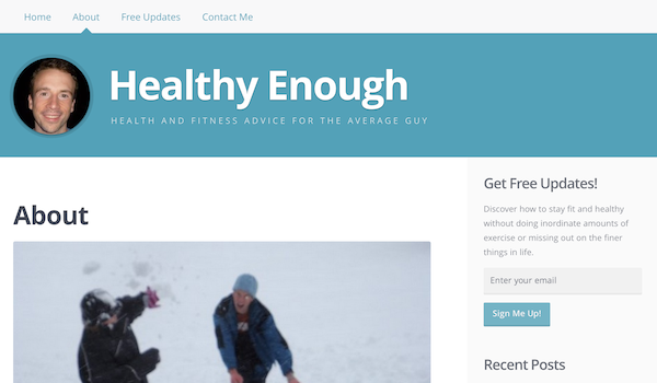 Die About-Seite von meinem neuesten Blog, Healthy Enough.