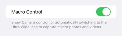 Makrosteuerung iOS 15 2 Beta 3