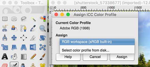 Farbprofil in GIMP zuweisen