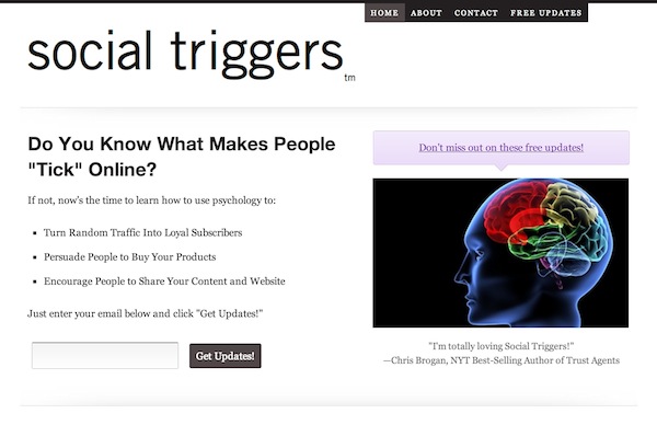 Ein Screenshot der Social Triggers-Startseite.