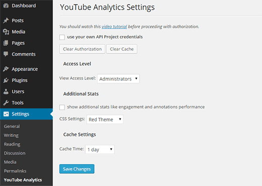 YouTube Analytics-Einstellungen