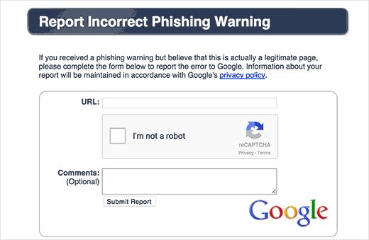 Falscher Phishing-Warnbericht