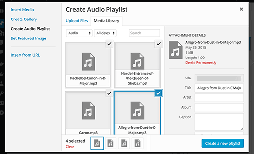 Erstellen einer Audio-Playlist in WordPress