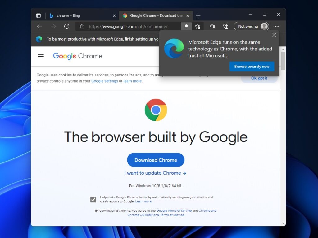 Windows 11 Chrome-Warnung