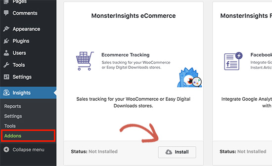 Installieren Sie das eCommerce-Addon für MonsterInsights