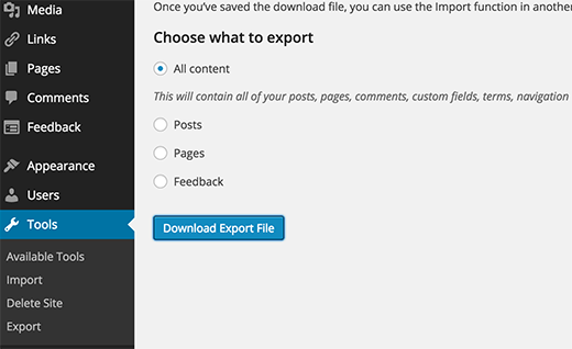 Exportieren Sie Ihren WordPress.com-Blog