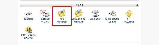 Dateimanager-Symbol in cPanel