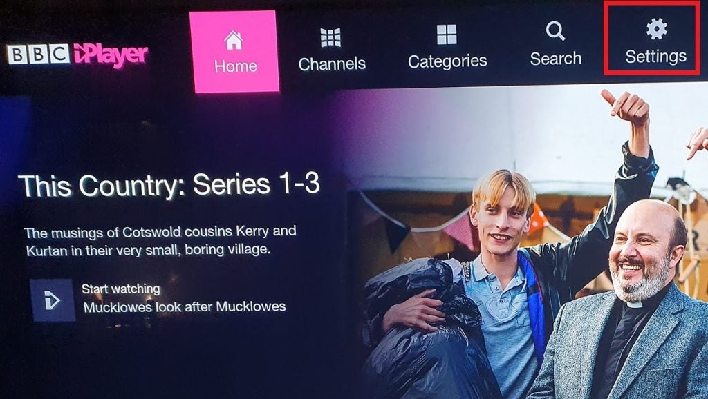 BBC iPlayer, Startbildschirm mit einer Sendung namens Dieses Land