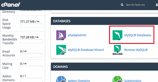 MySQL-Datenbanken in cPanel