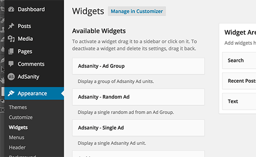 Anzeigen von Anzeigen mit Adsanity-Widgets in WordPress