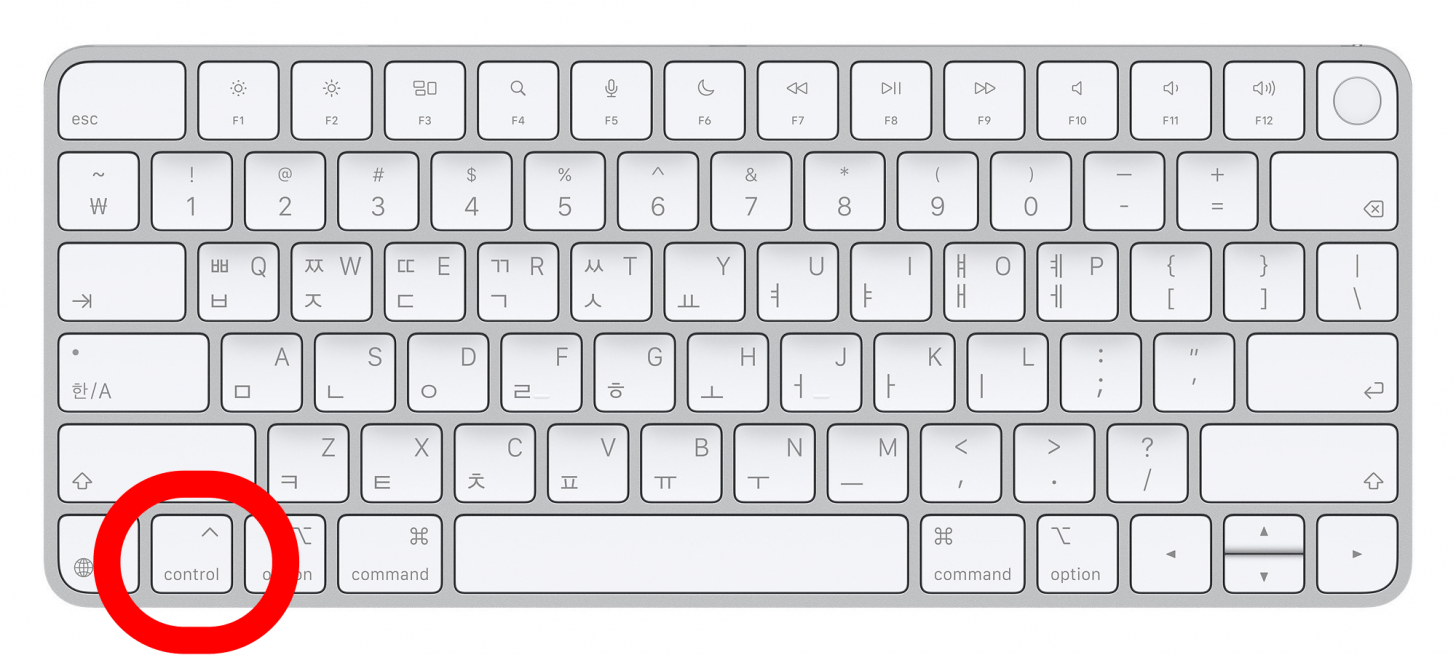 Steuertaste auf der Mac-Tastatur