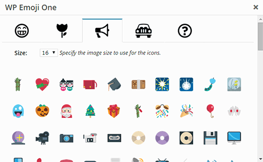 Wechseln Sie zwischen Emoji-Symbolen, indem Sie auf Kategorie-Tabs klicken