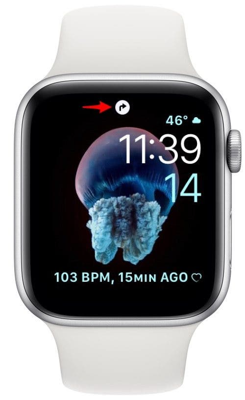 biegen Sie das Pfeilsymbol nach rechts auf der Apple Watch ab