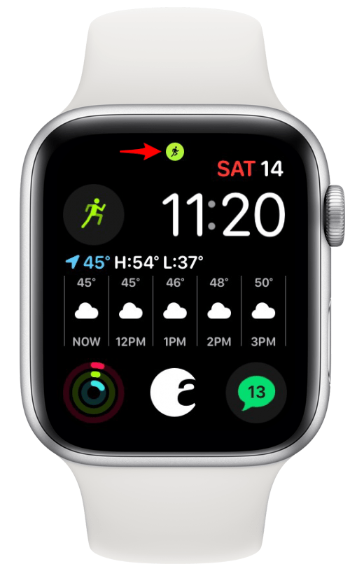 Grünes Running Man-Symbol auf der Apple Watch