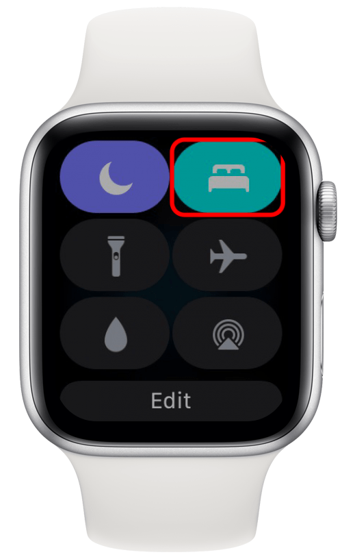 Türkisblaues Bettsymbol auf der Apple Watch