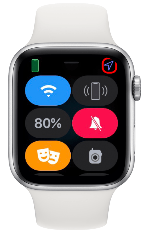 Lila Pfeilsymbol auf der Apple Watch