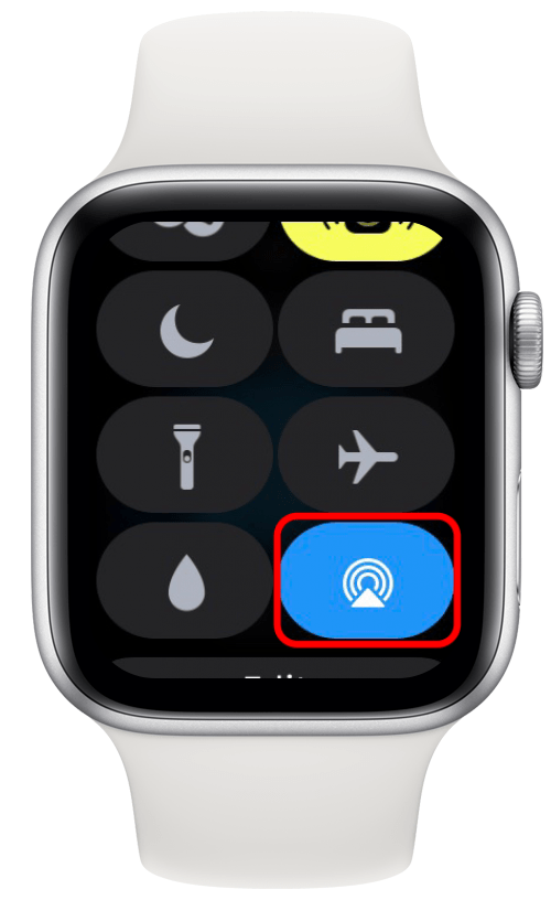 Blau-weißes Dreieckssymbol auf der Apple Watch