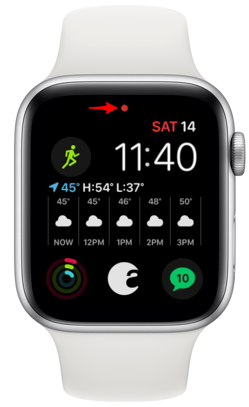 Rotes Punktsymbol auf der Apple Watch