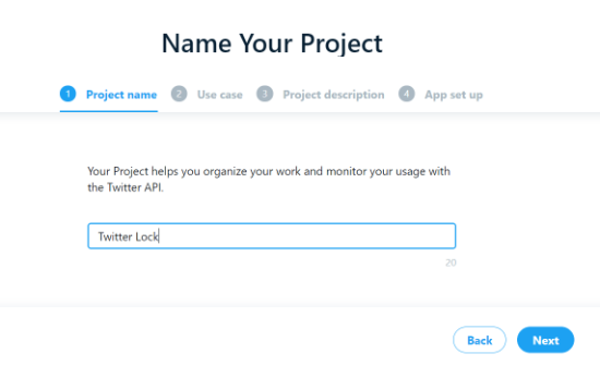 Geben Sie einen Namen für Ihr Projekt ein
