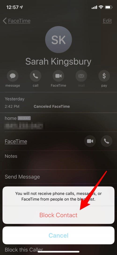So blockieren Sie eine Nummer für Facetime-Anrufe auf dem iPhone