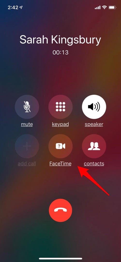 Wechsel von Telefonanruf zu Facetime auf dem iPhone