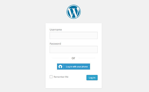 Melden Sie sich mit der Notenschlüssel-Schaltfläche an WordPress-Anmeldebildschirm