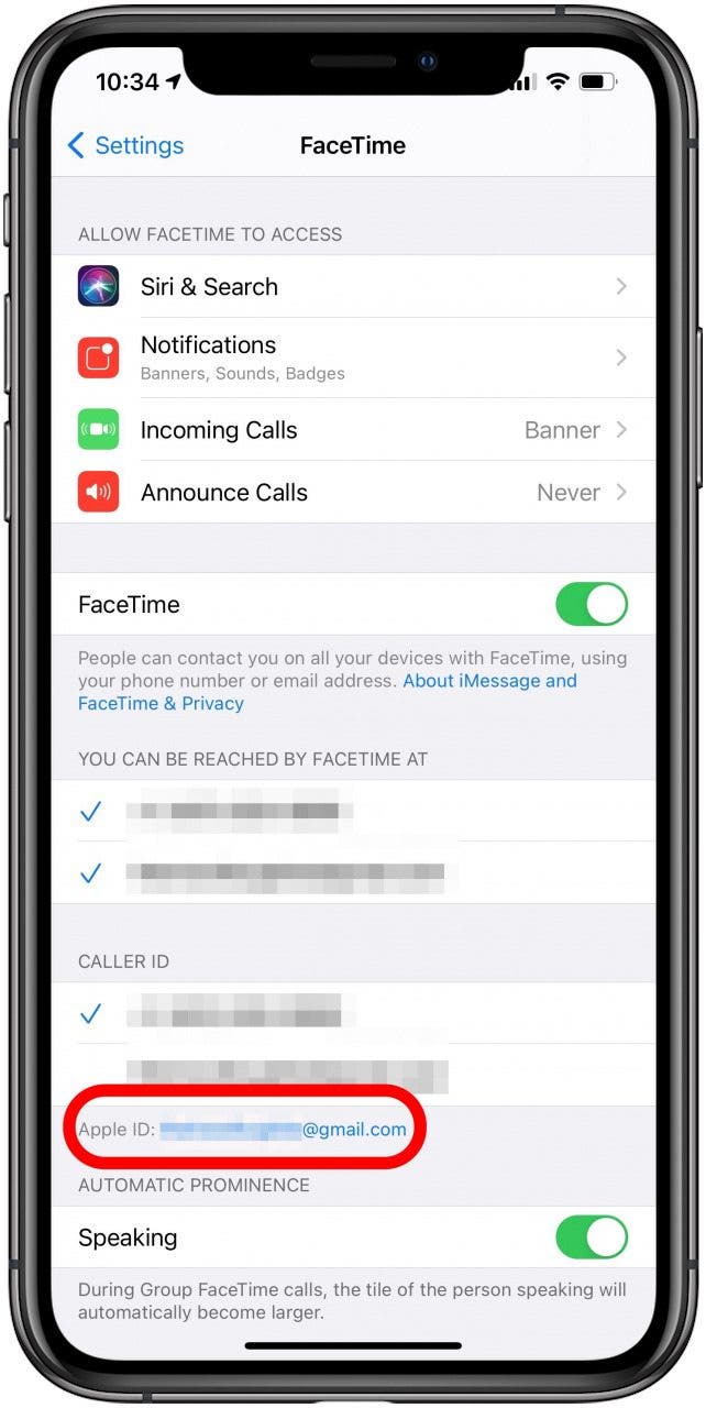 Tippen Sie auf Ihre Apple-ID, um sich von FaceTime abzumelden