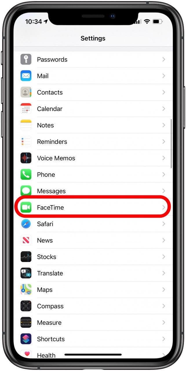 Tippen Sie in Ihren iPhone-Einstellungen auf FaceTime
