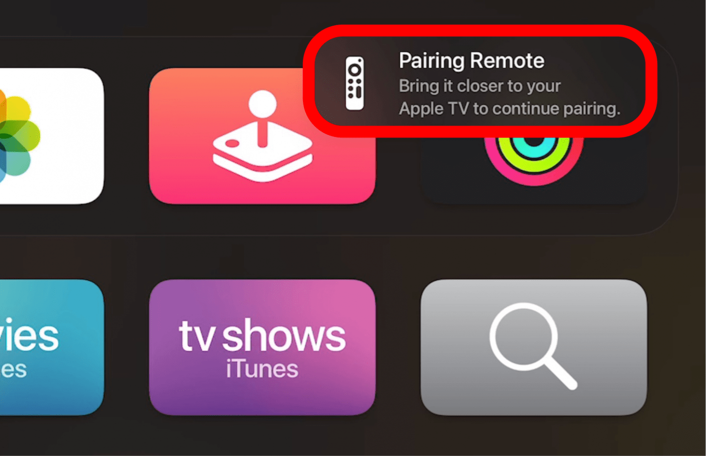 Platzieren Sie Ihren so nah wie möglich am Apple TV und warten Sie, bis er verschwindet.