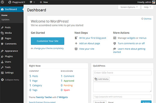 WordPress-Admin-Benutzeroberfläche mit MP6-Plugin