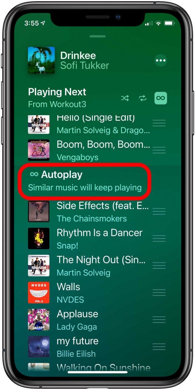 autoplay apple music eingeschaltet