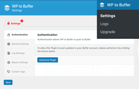 WP to Buffer-App-Einstellungen